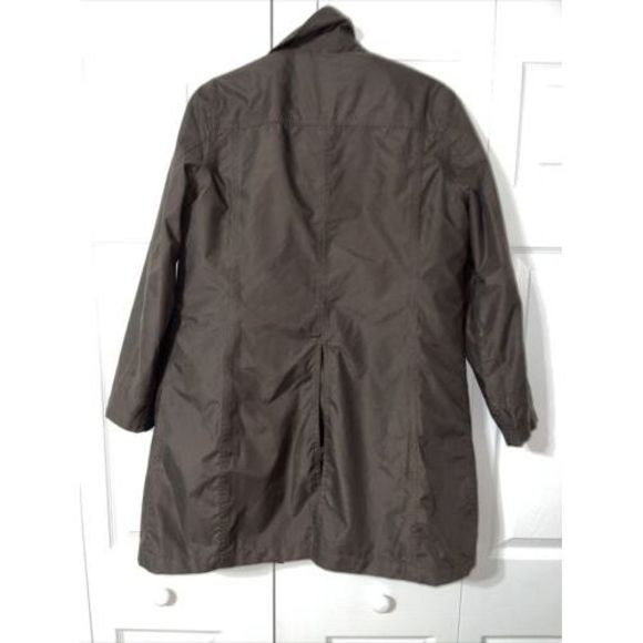 Lands End Brown Button Front Weatherproof Water Resistant Lined Raincoat M 10/12 - Picture 8 of 8